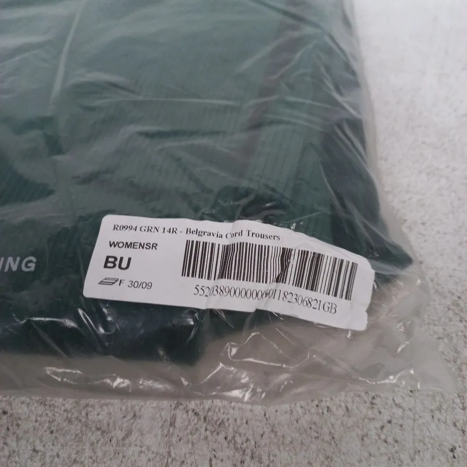 BODEN BELGRAVIA CORD TROUSERS – GREEN – UK 14R