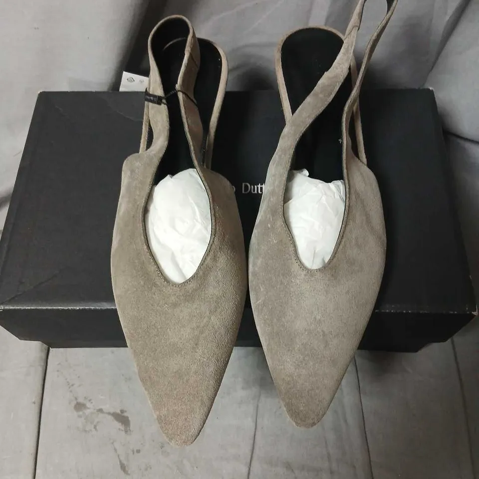 MASSIMO DUTTI WOMEN'S GREY SUEDE SLINGBACK HEELS, UK 6 (EU 39)