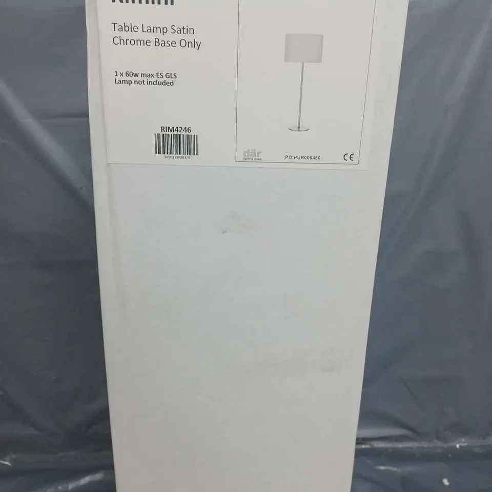 BOXED RIMINI TABLE LAMP SATIN CHROME BASE ONLY