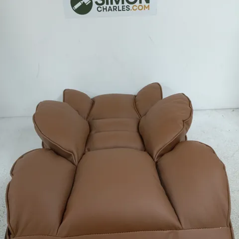 BROWN LEATHER-LOOK UPHOLSTERED ARMCHAIR WITHOUT BASE - SEAT ONLY