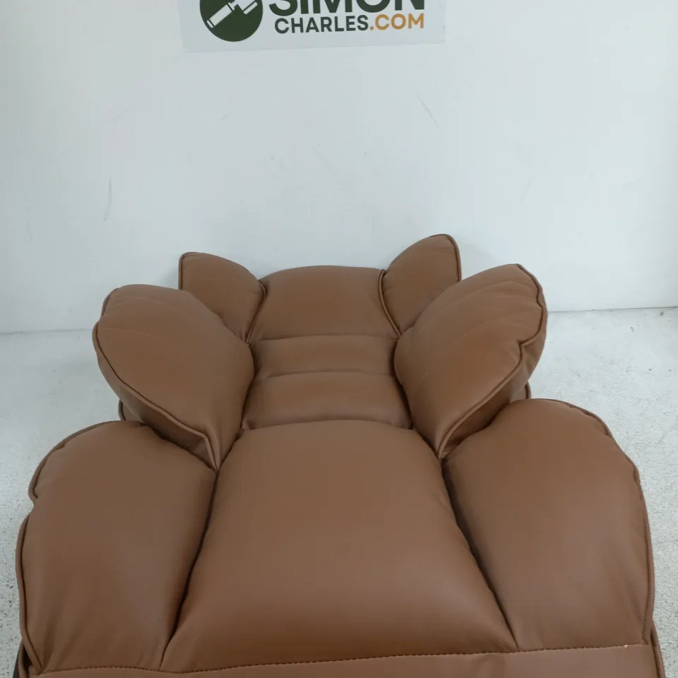 BROWN LEATHER-LOOK UPHOLSTERED ARMCHAIR WITHOUT BASE - SEAT ONLY