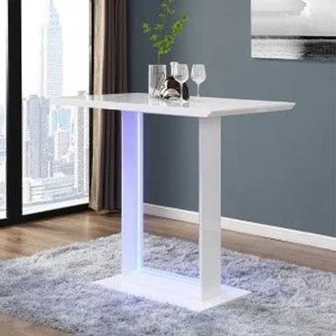 BRAND NEW BOXED ATLANTIS WHITE HIGH GLOSS BAR TABLE (2 BOXES)