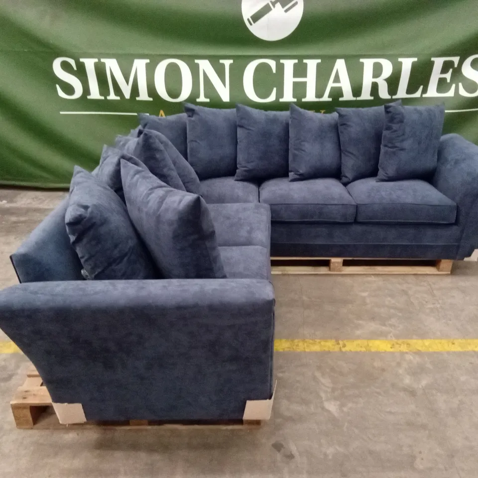 DURY FABRIC CORNER GROUP SCATTER BACK SOFA - BLUE RRP £999