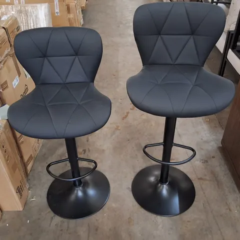 HIGGINSPORT 85CM HEIGHT ADJUSTABLE BAR STOOLS (SET OF 2) - BLACK