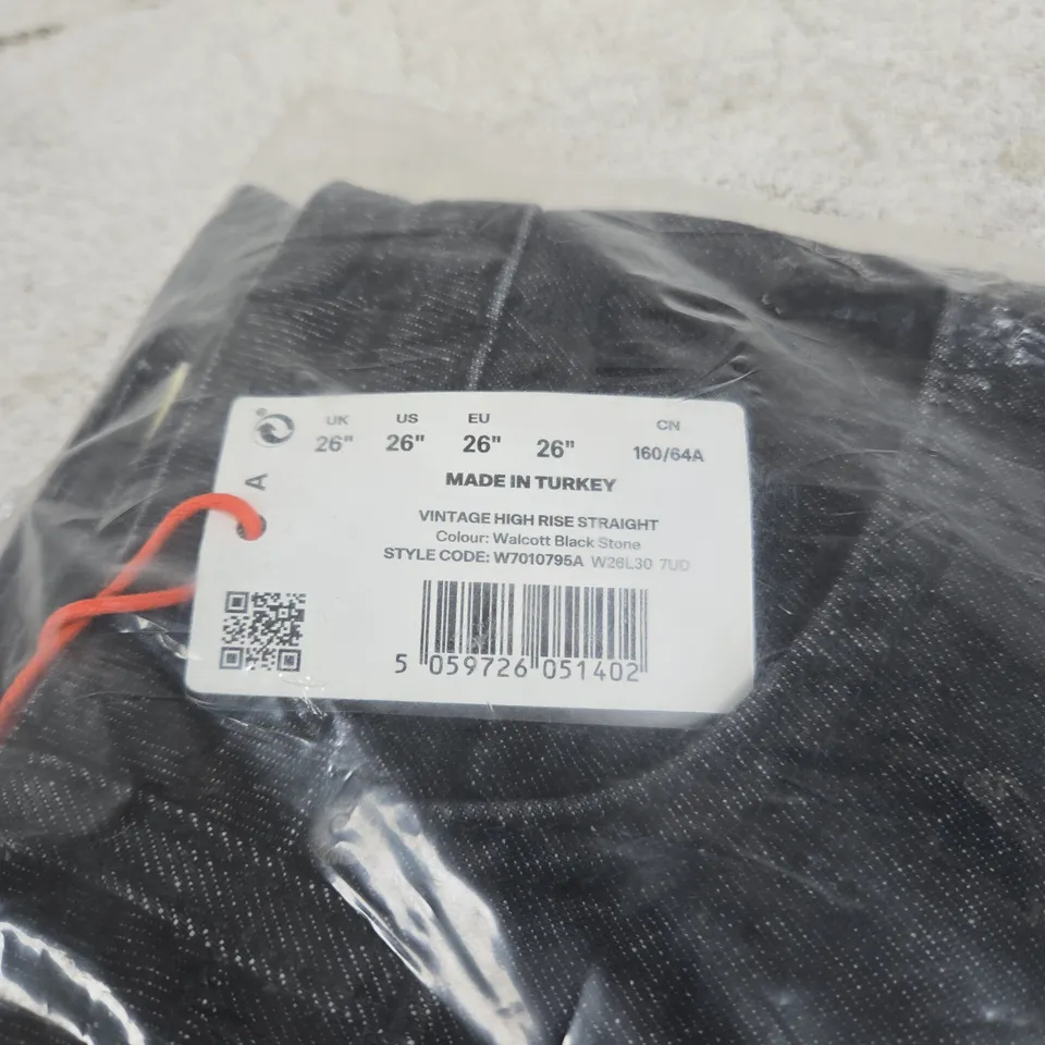 SUPERDRY DENIM JEANS VINTAGE HIGH RISE STRAIGHT WALCOTT BLACK STONE 26" TAGGED BAGGED