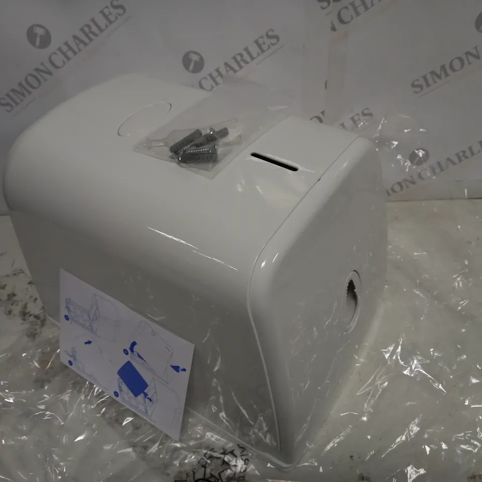 WHITE PLASTIC WALL MOUNTED TOWEL DISPENSER