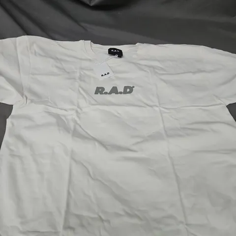 R.A.D WHITE T-SHIRT – LOGO PRINT, SIZE L