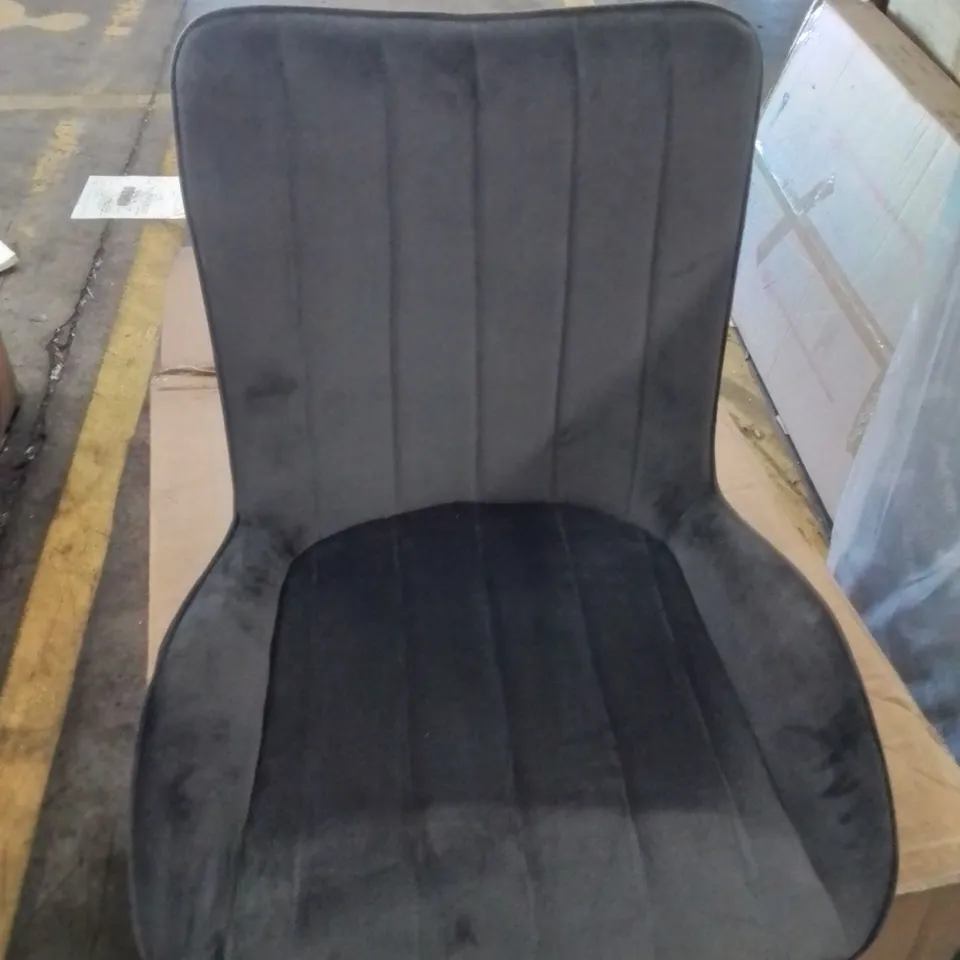 BOXED SET OF TWO MYRA MID CENTURY GREY VELVET MODERN DINING CHAIRS 