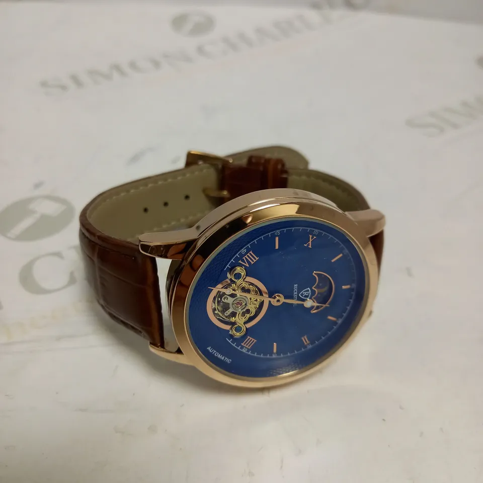 MENS RUCKSTUHL AUTOMATIC DIAL – R100 -TOURBILLION DESIGN DIAL – GLASS EXHIBITION BACK – LEATHER STRAP