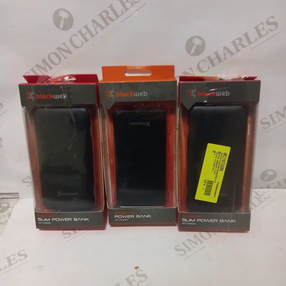 LOT TO CONTAIN 3 X ASSORTED BLACKWEB POWER BANKS