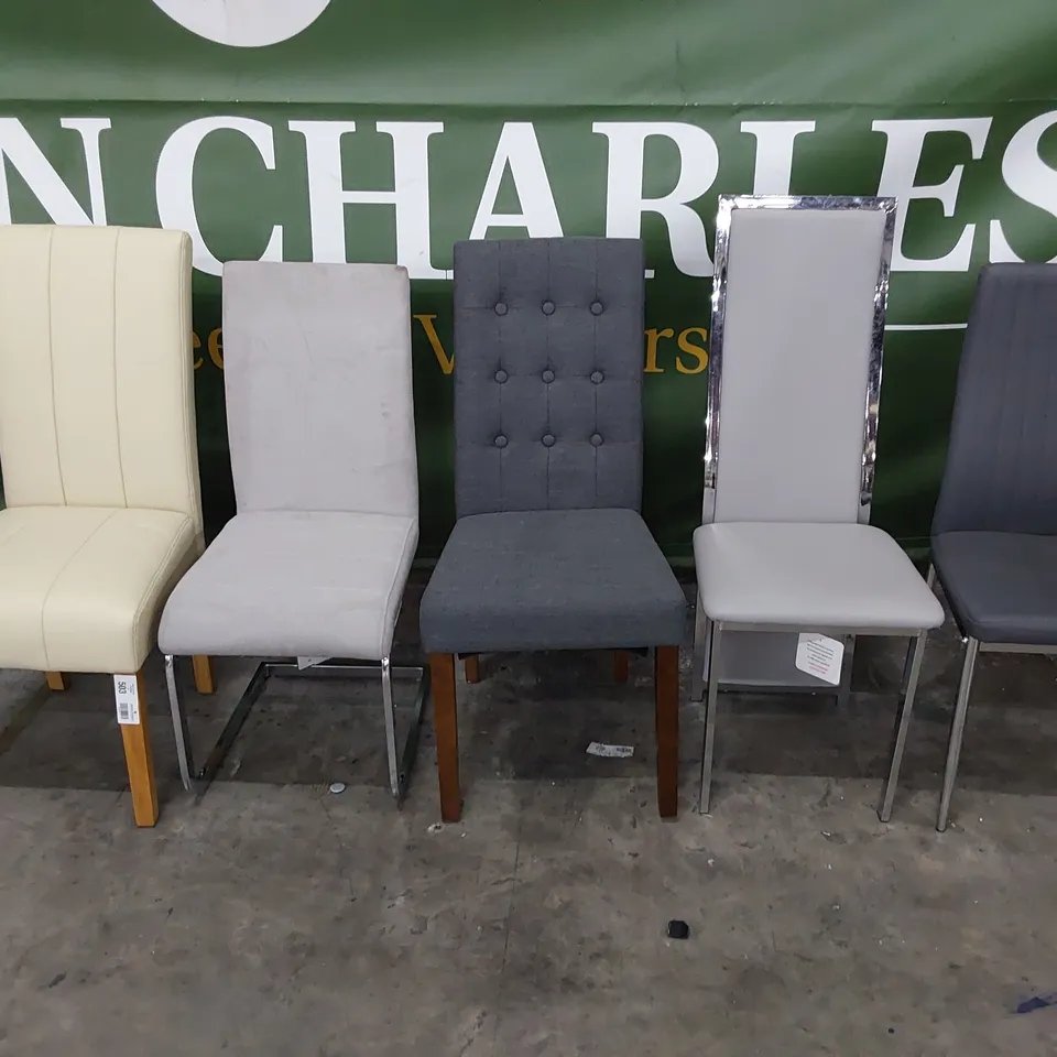 FIVE ASSORTED UPHOLSTERED DINING CHAIRS 