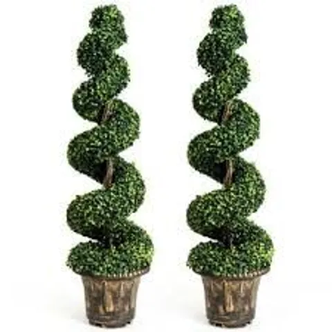 BOXED COSTWAY 2 PIECE ARTIFICIAL BOXWOOD SPIRAL TREE 120CM