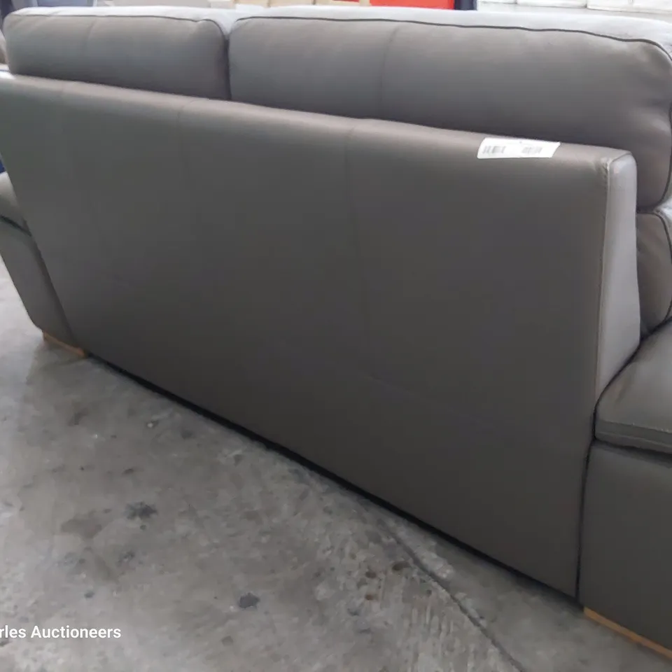 QUALITY ITALIAN DESIGNER MERRY DUE THREE SEATER SOFA GREY LEATHER