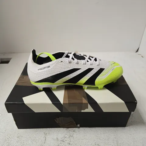 ADIDAS PREDATOR LEAGUE FG/MG FOOTBALL BOOTS – WHITE/BLACK/NEON, UK 7