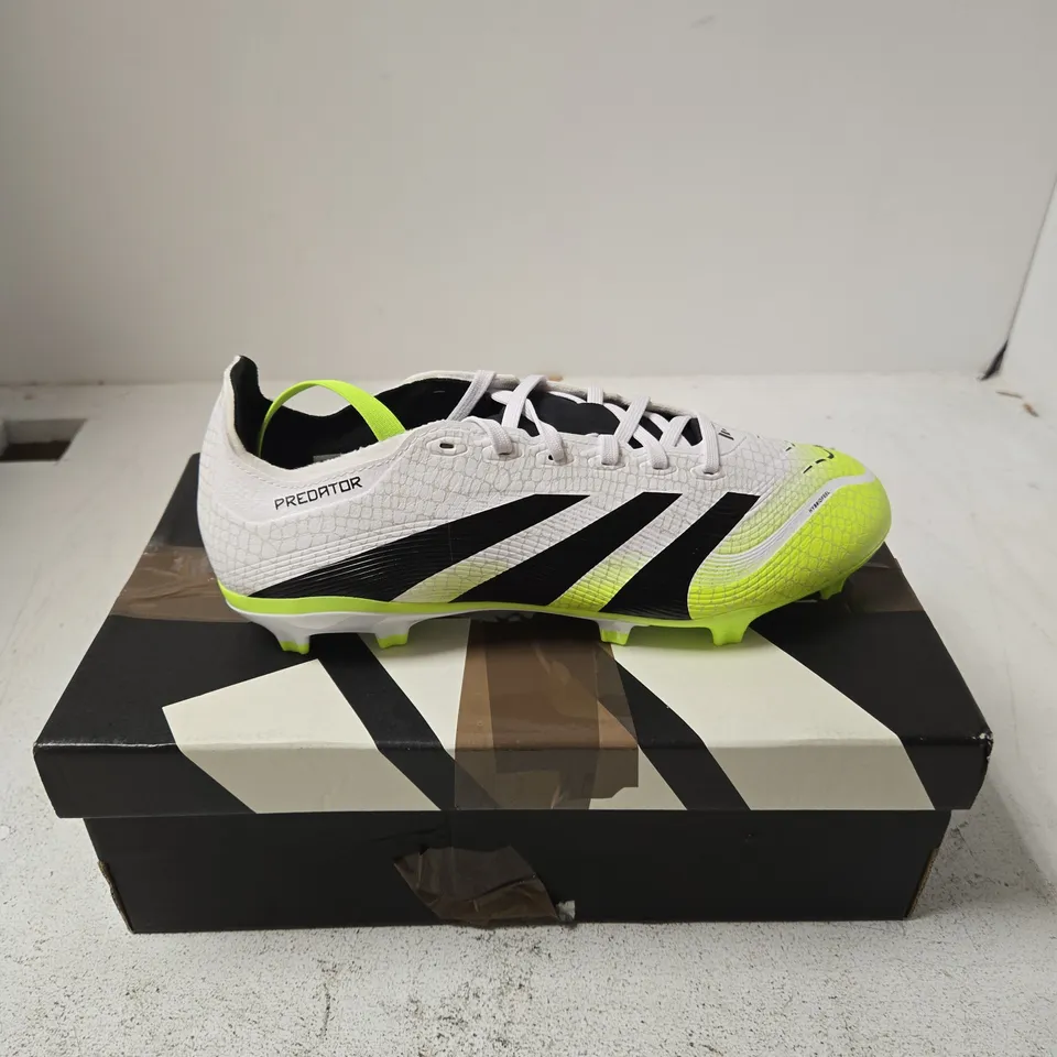 ADIDAS PREDATOR LEAGUE FG/MG FOOTBALL BOOTS – WHITE/BLACK/NEON, UK 7