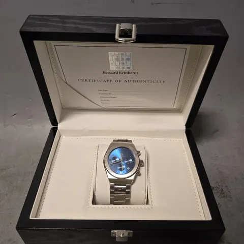 BOXED BERNARD REINHARDT BLUE FACE SMART CHRONOGRAPH WATCH