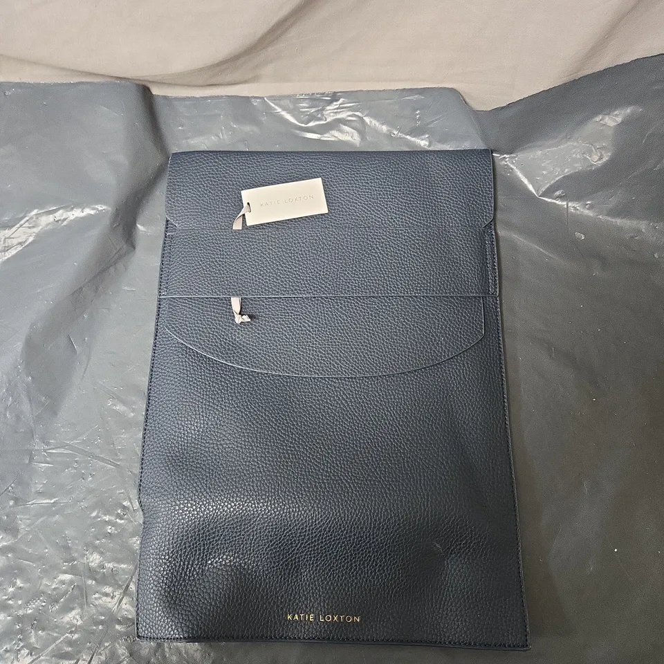 KATIE LOXTON NAVY PEBBLED LEATHER LAPTOP SLEEV / SMALL CLUTCH