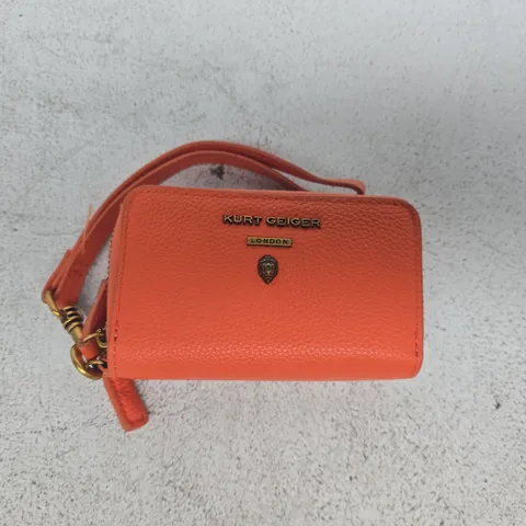 KURT GEIGER LONDON ORANGE PEBBLED LEATHER WALLET