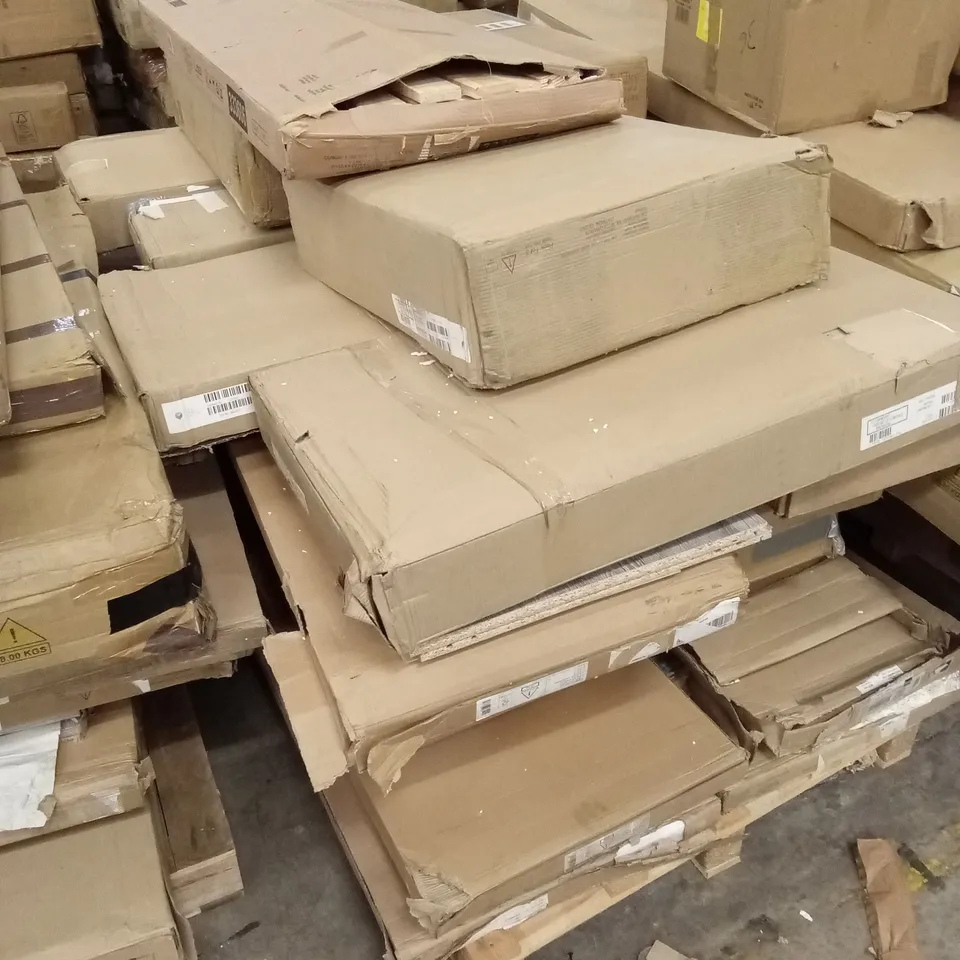 PALLET OF ASSORTED INCOMPLETE DESIGNER FURNITURE PARTS AND PIECES 