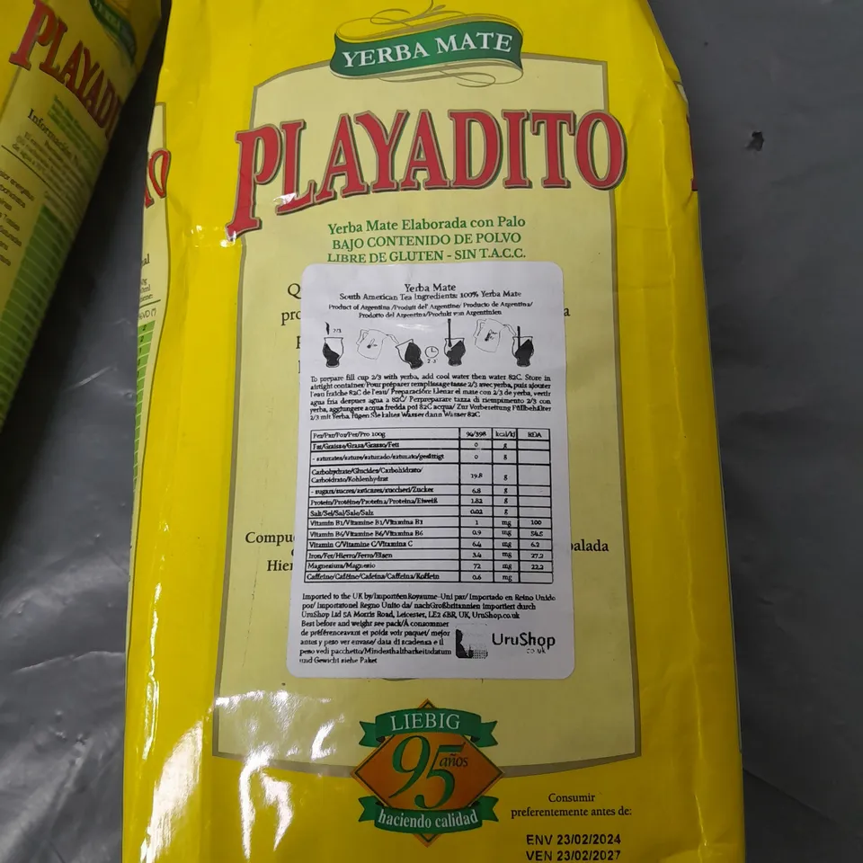 LOT OF 2 YERBA MATE PLAYADITO 1KG PACKS OF TEA