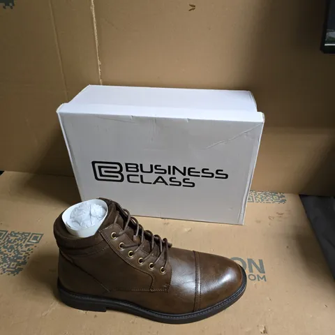 BUSINESS CLASS BROWN LEATHER ANKLE BOOT WITH LACE-UP AND SIDE ZIP β MEN'S - UK SIZE 11