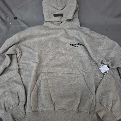 FEAR OF GOD ESSENTIALS HOODIE – GREY MARL, SIZE M