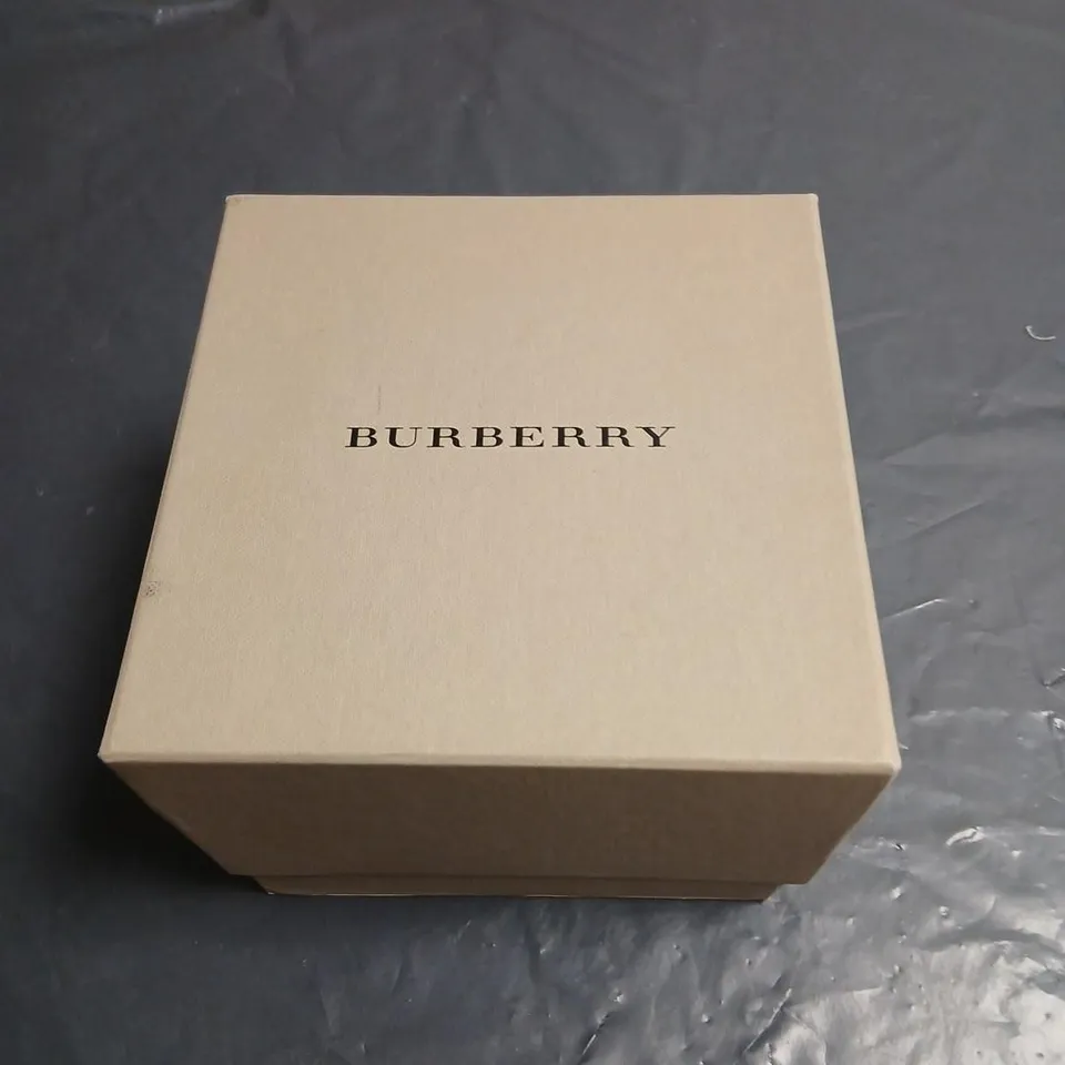 BURBERRY RECTANGULAR SWISS MADE WRISTWATCH WITH BROWN LEATHER STRAP
