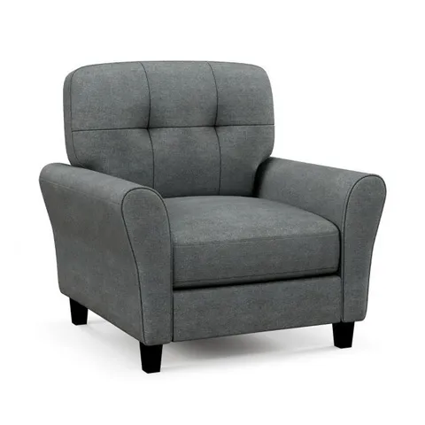 BOXED COSTWAY TUFTED UPHOLSTERED ACCENT CHAIR WITH REMOVABLE BACK AND SEAT CUSHIONS - GREY