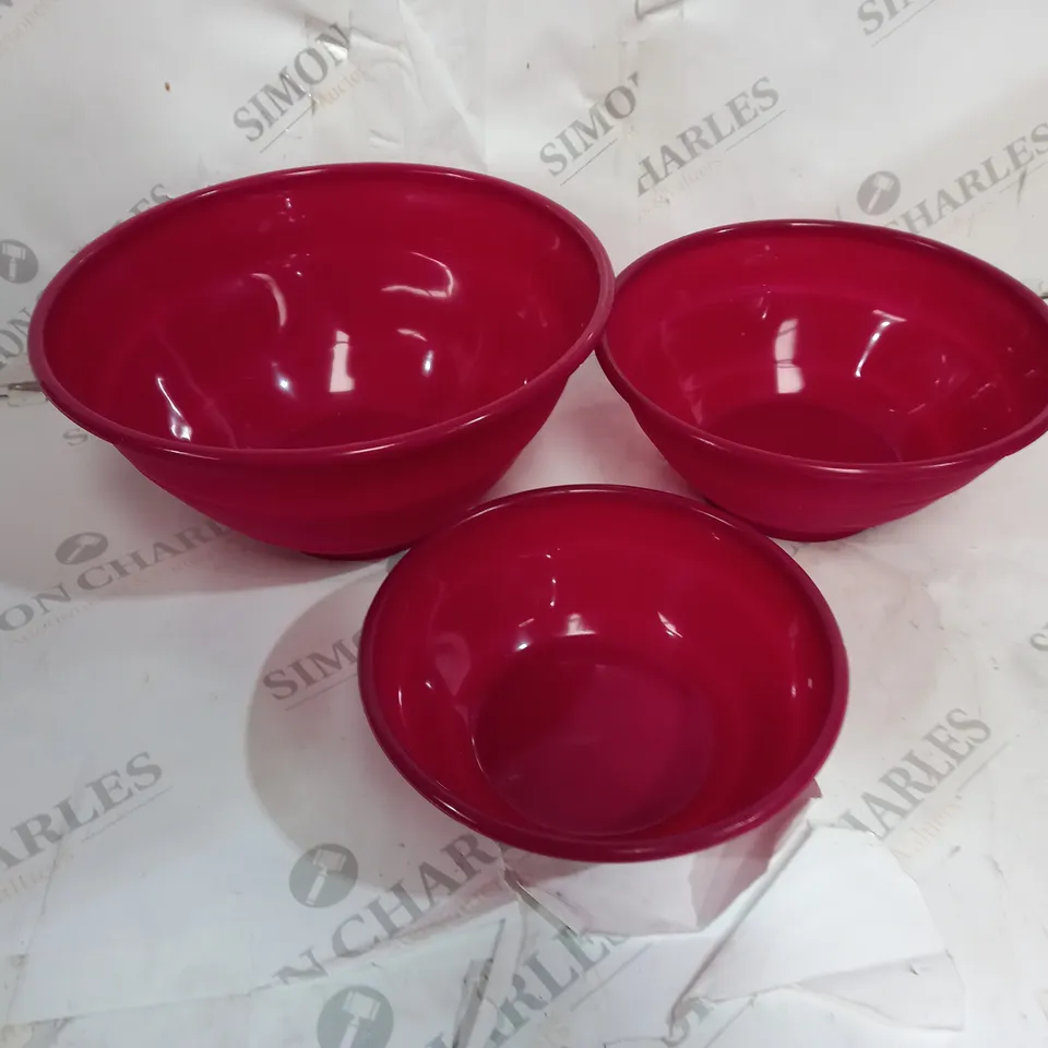 COOK'S ESSENTIALS SILICONE COLLAPSIBLE BOWL SET OF 3 PINK