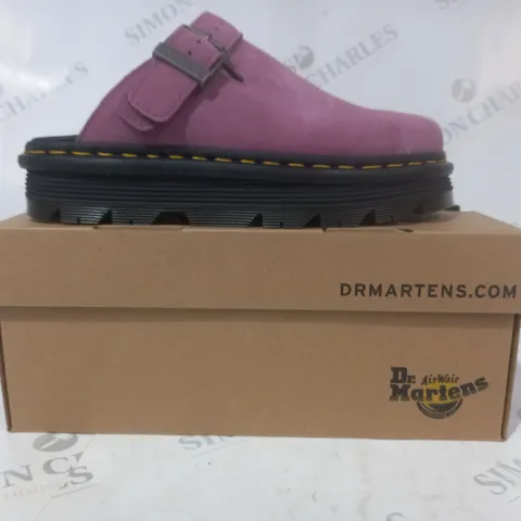 BOXED PAIR OF DR MARTENS ZEBZAG MULES IN PURPLE UK SIZE 6