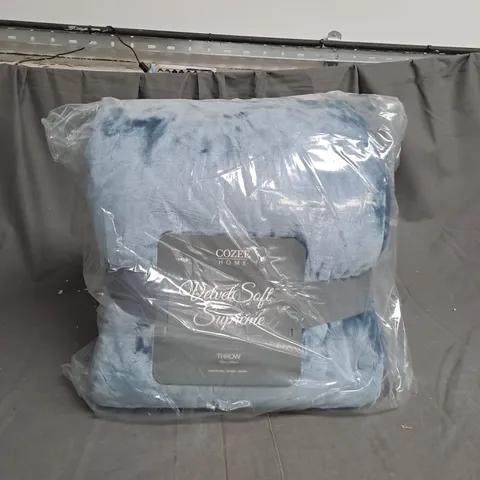 COZEE HOME VELVET SOFT SUPREME THROW DUSKY BLUE