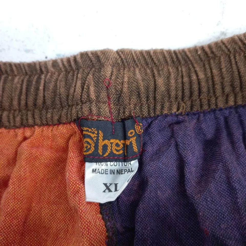 GHERI PATCHWORK COTTON TROUSERS – XL, MADE IN NEPAL