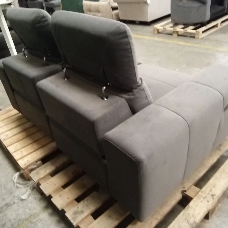 GROVE 2 SEATER FABRIC POWER ELECTRIC RECLINER WITH STORAGE - GREY RRP £1199