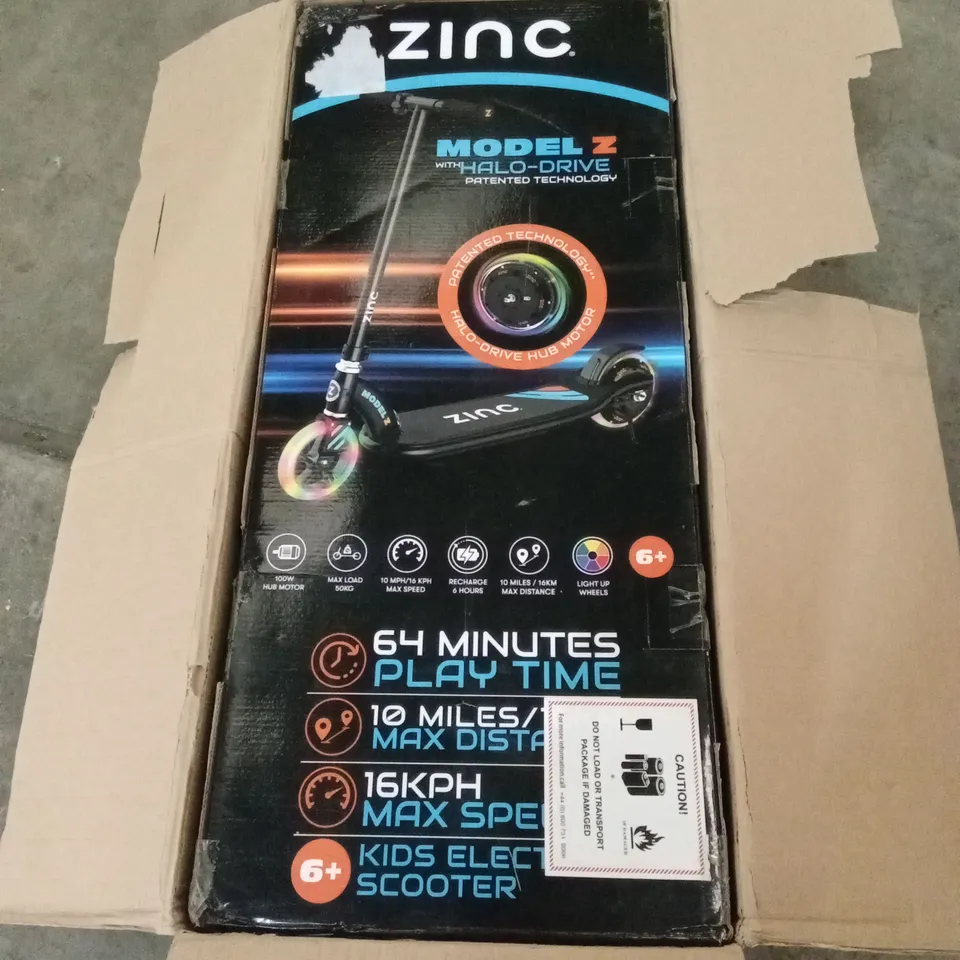 BOXED ZINC MODEL Z KIDS ELECTRIC SCOOTER - BLACK 