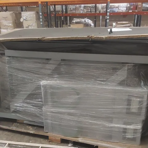 PALLET CONTAINING COMMERCIAL BOOKCASE UNIT PARTS