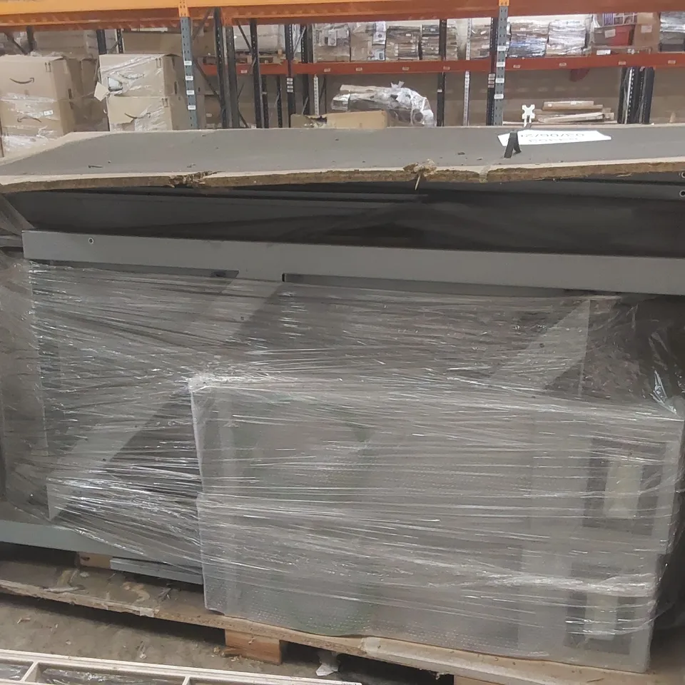 PALLET CONTAINING COMMERCIAL BOOKCASE UNIT PARTS