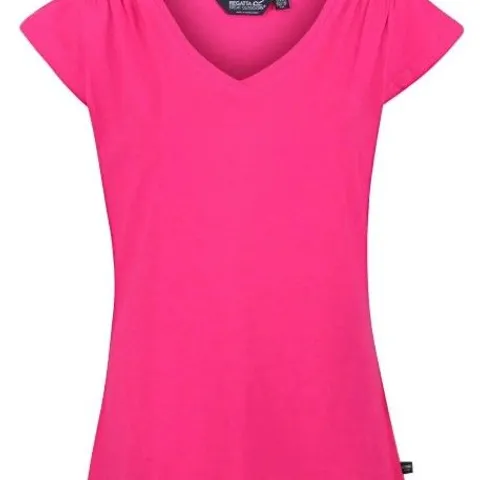 REGATTA WOMENS FRANCINE V NECK SUMMER T SHIRT PINK FUSION SIZE 12