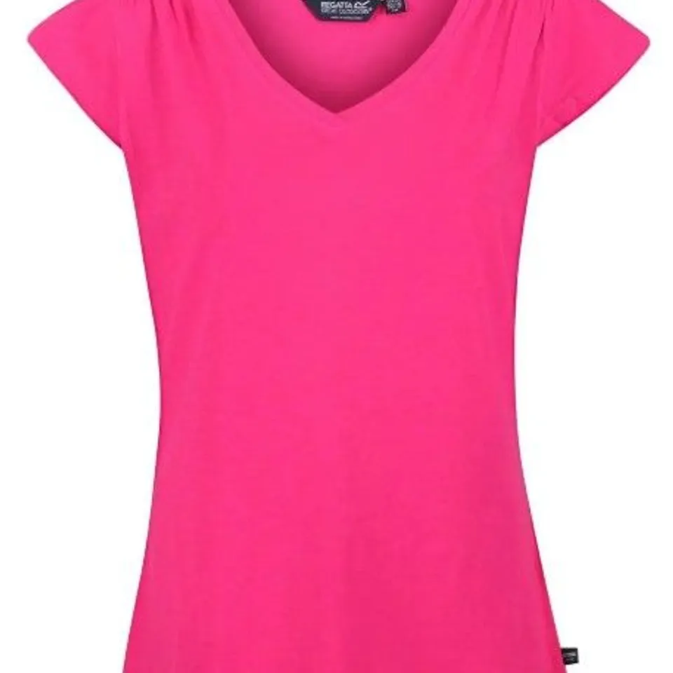 REGATTA WOMENS FRANCINE V NECK SUMMER T SHIRT PINK FUSION SIZE 12