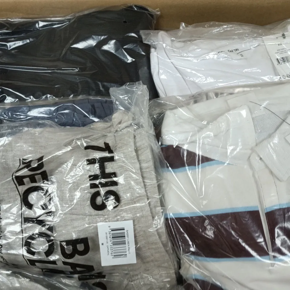 APPROXIMATELY 20 ASSORTED CLOTHING ITEMS IN VARIOUS SIZES, COLOURS & STYLES TO INCLUDE V NECK 3/4 SLEEVE, BAGGY LINEN PANTS, HENLEY LONG SLEEVE, ETC