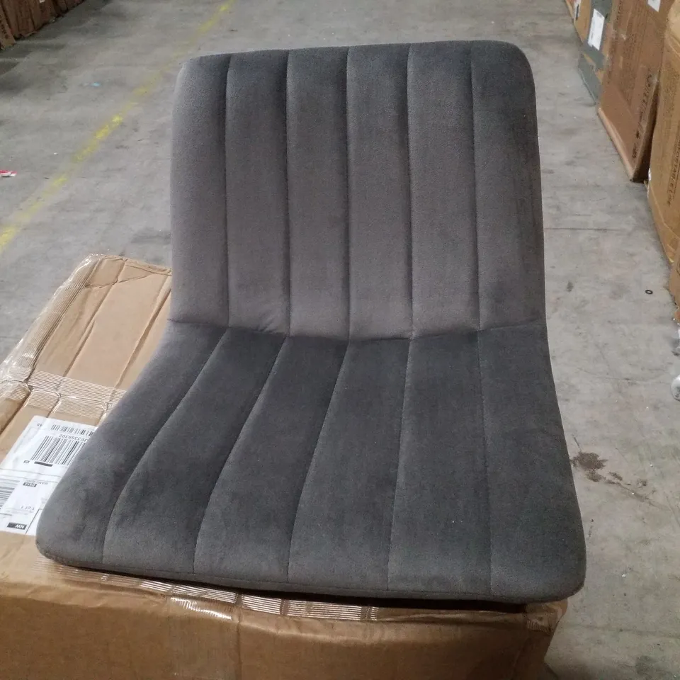 BOXED SET OF 2 DESIGNER GREY VELVET BAR STOOLS 