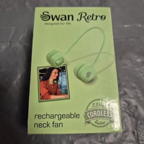 BOXED SWAN RETRO RECHARGEABLE NECK FAN