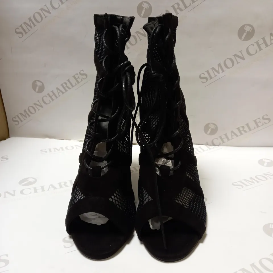 WOMENS STILETTO HIGH HEELS SANDALS ANKLE BOOTIES OPEN TOE LACE UP SHOES SIZE 6