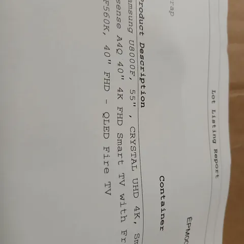 PALLET OF APPROXIMATELY FIVE DAMAGED TVS TO INCLUDE: