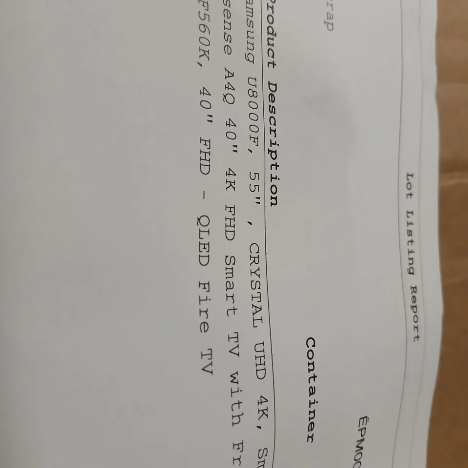 PALLET OF APPROXIMATELY FIVE DAMAGED TVS TO INCLUDE: