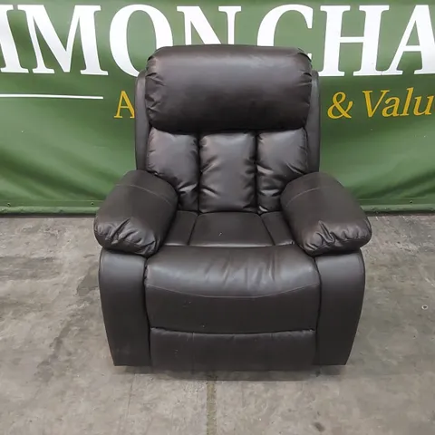 DESIGNER DARK BROWN FAUX LEATHER MANUAL RECLINER CHAIR