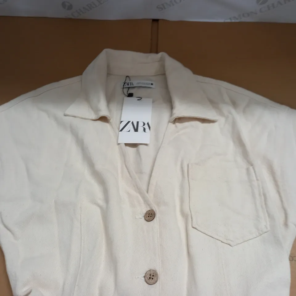 ZARA WHITE DENIM PLAYSUIT - EUR S