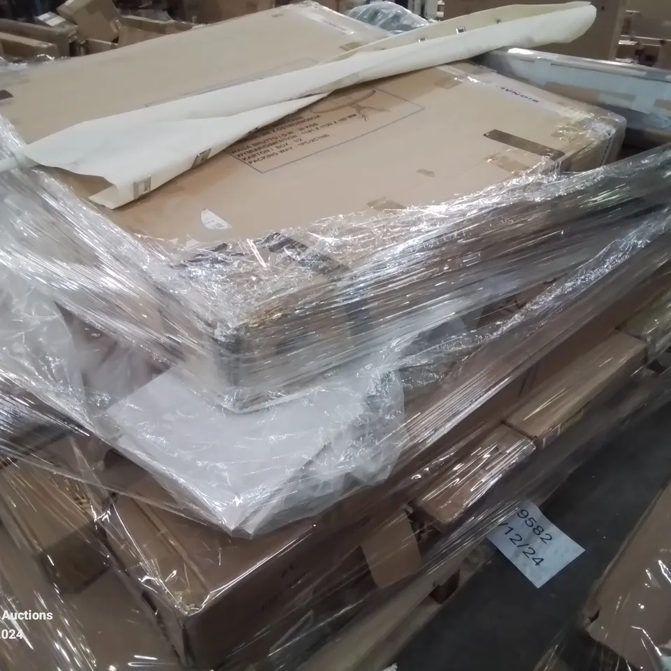 PALLET CONTAINING VARIOUS INCOMPLETE BOXED FURNITURE PARTS AND OTHER HOUSEHOLD ITEMS ETC.