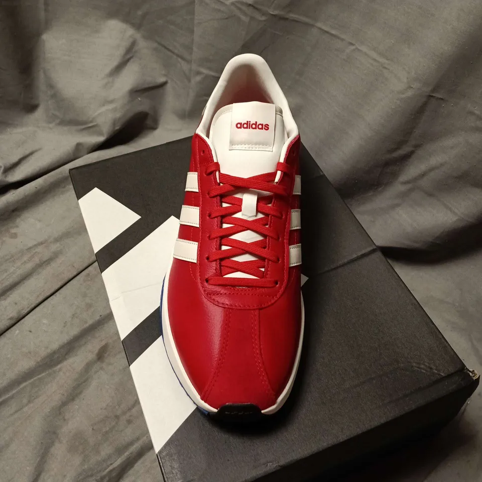 ADIDAS LIGHTSTRIKE TRAINERS – RED AND WHITE WITH BLUE OUTSOLE - UK MEN'S SIZE 10