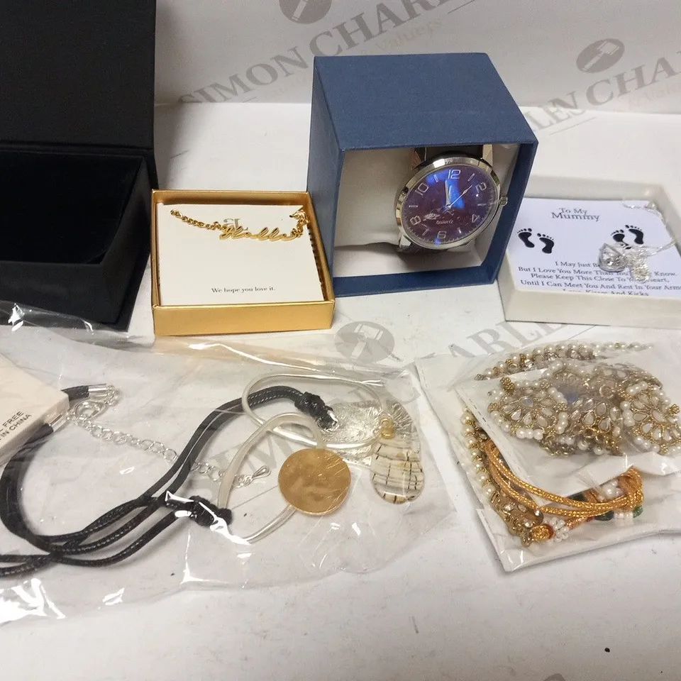 LARGE QUANTITY OF ASSORTED JEWELLERY TO INCLUDE; QUARTZ, ABBOTT LYON, LILY AND ROO, AMAPOLA AND PRETTY LITTLE THING