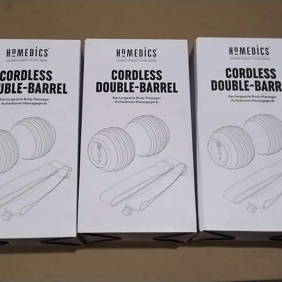 Lot of 8 BOXED HOMEDICS CORDLESS DOUBLE-BARREL RECHARGEABLE BODY MASSAGER - SP-180J